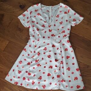 NWT GAP White and Red Poppy Short Sleeve Floral Dress Size 12